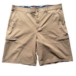 Birdie Bound Chino Golf Shorts Size 38 Khaki Performance Casual NWOT